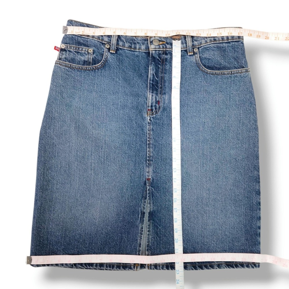 Polo Jeans Ralph Lauren Denim Knee Skirt Front Split Flag Tab Medium Wash 10 - Picture 8 of 8